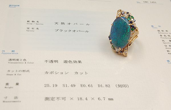 ノンブランドジュエリー 25.19ct ブラックオパール ダイヤ リング 